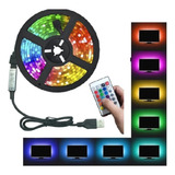 Fita Led 5050 Rgb Controle Remoto 5m 5v Usb Para Tv Pc Carro Cor Da Luz Rgb - 16 Cores