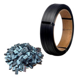 Fita Pp Arquear Plástica 13mm 16mm Rolo Preta Com 1 Kg Selo