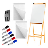 Flip Chart Quadro Branco 2 Blocos   6 Pinceis   1 Apagador Cor Branco natural