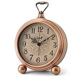 Floittuy Despertador De Metal Analógico Retrô Antigo Operado Por Bateria De 11,4 Cm, Silencioso Relógio De Mesa De Cabeceira, Relógio Vintage Para Pendurar Na Parede (bronze Vintage)