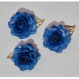 Flor De Papel Azul Royal Para Topo De Bolo Pct 03 Unids 5cm