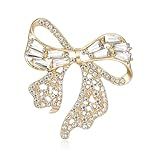 Fnirgexa Broche De Laço Dourado Para Mulheres, Broche De Strass De Cristal Elegante, Joia Decorativa Presente Para Suéter Chapéu Mochila Saia, Metal, Cristal