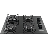 Fogão De Mesa Cooktop 4 Bocas Vidro Preto À Gás Fg4304avp 110v 220v dupla Voltagem 