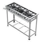 Fogão Industrial 3 Bocas Bp P5 Estampado 2qs 1qd Total Inox Cor Cinza Claro