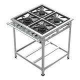 Fogão Industrial 4 Bocas Bp P5 Estampado 2qs 2qd Total Inox