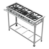 Fogão Industrial Aço Inox 430 Baixa Pressão 3 Bocas