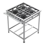 Fogão Industrial Aço Inox 430 Baixa Pressão 4 Bocas