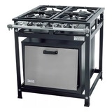 Fogão Industrial Botijão 4 Bocas C/ Forno Cristal Aço 30x30