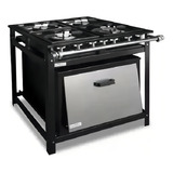 Fogão Industrial De Piso 4 Bocas C  Forno 30x30 Cristal Aço Cor Preto Tipo De Conexão Multigás Baixa Pressão
