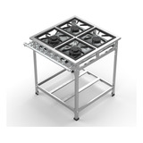 Fogão Industrial Inox 4 Duas Bocas Baixa Pressão Reforçado