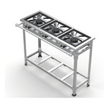 Fogão Industrial Inox 430 3 Bocas Alta Pressão Cor Prateado Gás