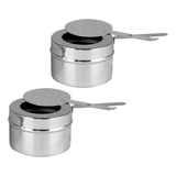 Fogareiro Acendedor 9cm Aço Inox Kit C  2 Pç Rechaud Fondue
