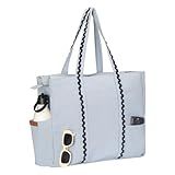 Folkulture Bolsa De Praia Para Mulheres   Impermeável   Bolsa De Viagem De 44 5 Cm X 38 Cm Com Zíper   Bolsa Estética Grande Para A Piscina  Azul Gelo  Pack Of 1