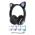 Fone De Ouvido Gatinho Bluetooth Infantil Led Menino Menina Cor Preto