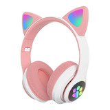 Fone De Ouvido Over ear Gamer Sem Fio Luuk Young Lt30 Rosa Com Luz Led