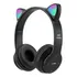 Fone Gatinho Sem Fio Led Bluetooth Infantil Orelha Gato Cat Cor Preto