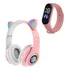 Fone Ouvido Gatinho Bluetooth Adulto Crianças + Relógio Led