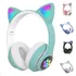 Fone Ouvido Gatinho Led Rgb Bluetooth Gamer Infantil Adulto Cor Verde-claro