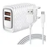 Fonte Carregador Rápido 2 Usb 3 1a Inova   Cabo Micro usb V8 Cor Branco