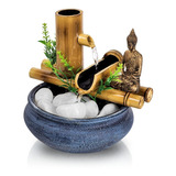 Fonte De Mesa Agua Cascata Buda Hindu Bambu Decorativa 18cm