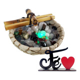 Fonte Decorativa Cascata Bambu Pedras Coloridas Com Led