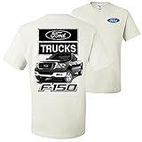 Ford Motors F   1 5 0 Pickup Truck Ford Truck Camiseta Masculina Oficial Licenciada Frente E Verso  Branco  5G