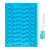 Forma Molde Silicone Azul Bala Gelatina Minhoca Conta Gotas
