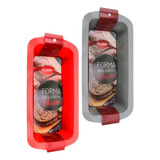 Forma P  Pão Retangular Em Silicone 26 5x13x6 5cm Cor Vermelho Ou Cinza