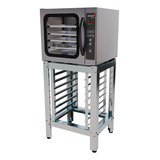 Forno Convector 5 Esteiras Vapor 60l Cavalete Suporte Inox Cor Prateado preto 220v