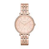 Fossil Relógio Feminino Jacqueline Com Pulseira De Aço Inoxidável Ou Couro, Mostrador Analógico, Glitter Ouro Rosa, Standard, Jacqueline