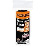 Foxlux Saco Para Lixo 100 Litros 75cm X 105cm Preto 10 Unidades Embalagem Rolo