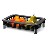 Fruteira De Mesa Cesta De Frutas Retangular Aço/plastico Cor Preto