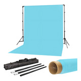 Fundo Fotográfico De Papel Azul Claro 2x5 M   Suporte Tripé Desenho Impresso Liso