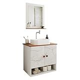 Gabinete Arm Banheiro Deli 2 Portas Com Cuba Oxford Branca  Branco Carrara Nature 