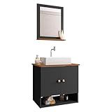 Gabinete Arm Banheiro Deli 2 Portas Com Cuba Torino Branca Cor  Preto Fosco Nature