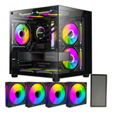 Gabinete Gamer Aquário Em Vidro Com 4 Fans Rgb Gb1796
