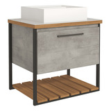 Gabinete Suspenso Para Banheiro 60cm Com Cuba Metalon Mgm Cor Do Móvel Cinza