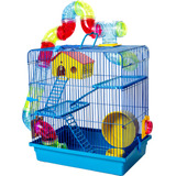 Gaiola Hamster Roedores 3 Andares Play Ground Tubos Completa