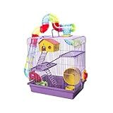 GAIOLA TUBO SUPER LUXO 3 ANDARES LILÁS HAMSTER COMPLETA CASINHA RODA ESCADA SUPER LUXO