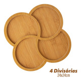 Gamela Trevo 24cm Tipo Bamboo 4 Divisórias Petiscos Amendoim Cor Marrom