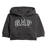 Gap Baby Boys Logo Zip Hoodie Sweatshirt, Charcoal Grey B65, 12-18 Months Us
