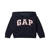 Gap Baby-girls Playtime Favorites Logo Zíper Completo Moletom Com Capuz Tapeçaria Marinho 18-24m, Tapeçaria Azul-marinho, 18-24 Meses