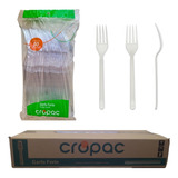 Garfo De Cozinha Reforçado Cropac Reforçado Descartáveis Alta Premium Luxo Branco   500 Unidades