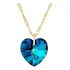 Gargantilha Coração Swarovski 10 Mm Azul Escuro Bermuda Blue Cor Dourado-escuro