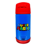 Garrafa Termica Mario Bros Infantil Canudo Fast Click 300ml Cor Vermelho/azul