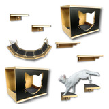 Gatificação Kit Playground Para Gato 9pçs Mdf Premium Cor Preto