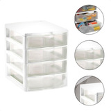 Gaveteiro Organizador Plástico De Mesa Modular Com 4 Gavetas