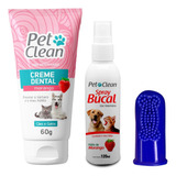 Gel Creme Dental Pet   Spray Bucal   Escova Dente Cachorro Sabor Morango