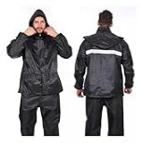 Genérico   Conjunto De Capa E Calça Impermeável Para Motoqueiros E Ciclistas  Poliéster PVC  Preto  Tamanho G