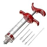 Genérico Injetor De Temperos Para Carnes 30 Ml Aço Inoxidável Acrilico E Plástico Reforçado 22 X 7 X 7,5 Cm